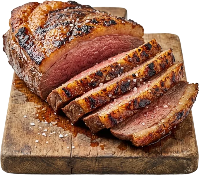 Sliced picanha with fries