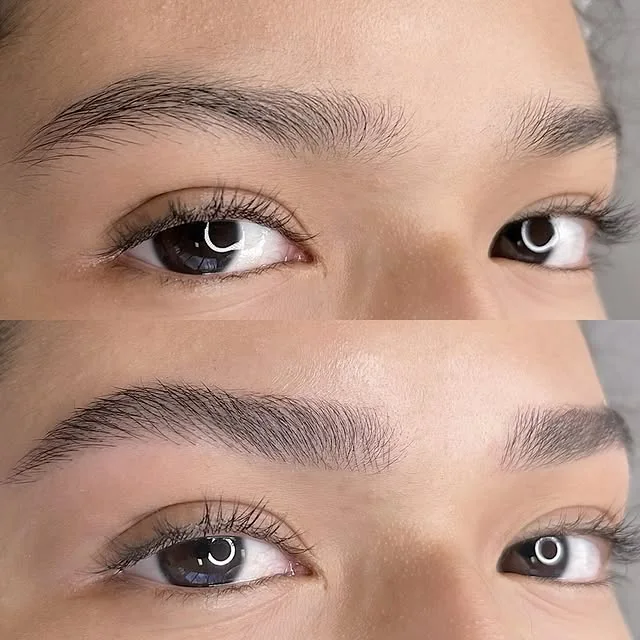 Nanoblading for fuller, extremely natural brows, before and after