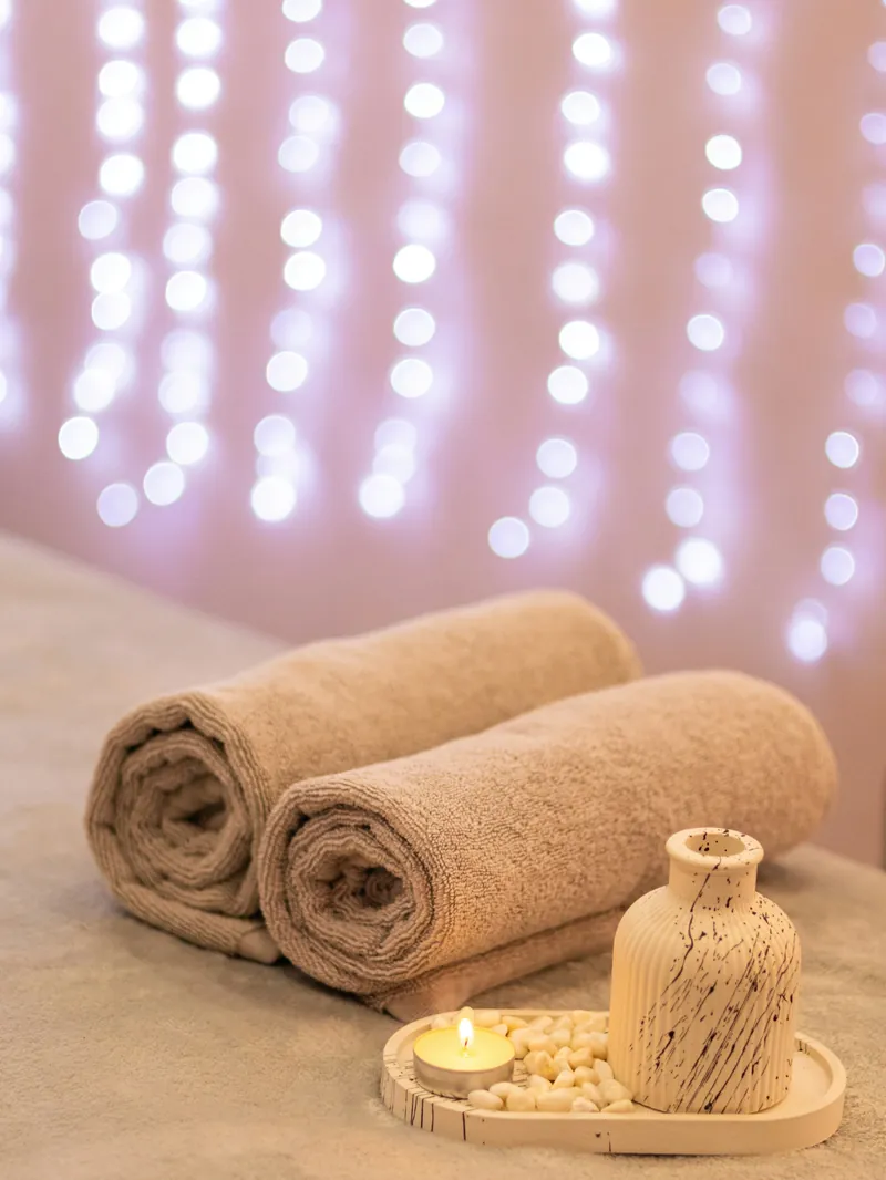 Rolled towels in a treatment room